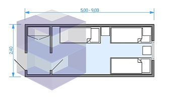 Металлический блок-контейнер с перегородкой БК-3
